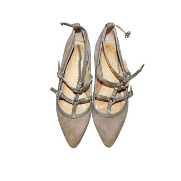 Corso Como Size 7.5M Suede Pointy Toe Strappy Designer Flats Shoes - Picture 2 of 4